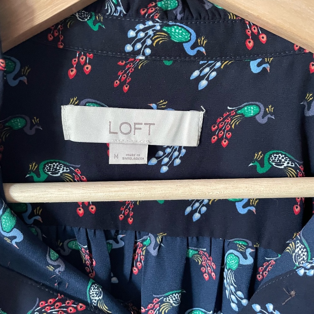 Ruffle Trim Peacock Blouse - Picture 3 of 4